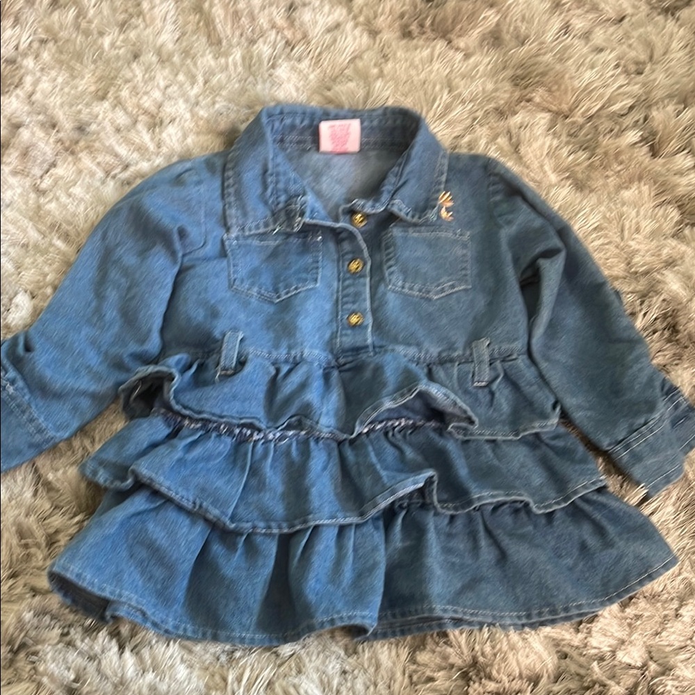 Blue Jean Jacket with Ruffled Peplum Design